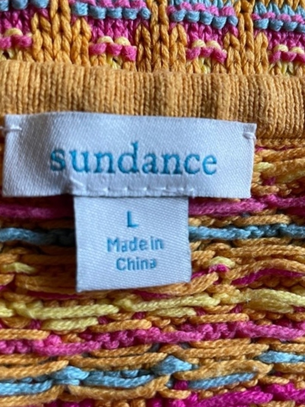 Sundance, colorful knit tank top sleeveless shirt crochet casual layering large - Picture 6 of 8